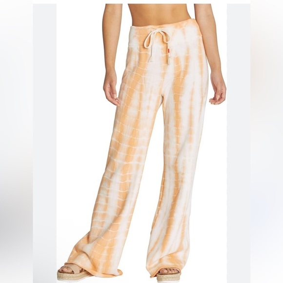 WILDFOX Jude Pant In tie dye Orange wide leg sweatpants - Picture 1 of 9